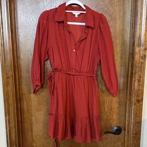 LC Lauren Conrad Rust Long Sleeve Dress